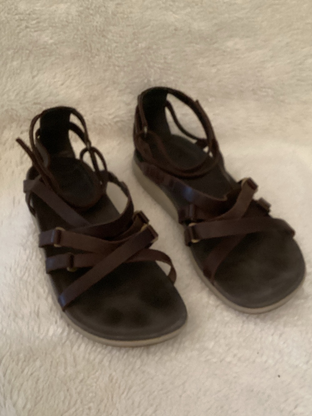 Merrell Kalari Shaw Mid Leather Gladiator Sandals Brown Sz 9